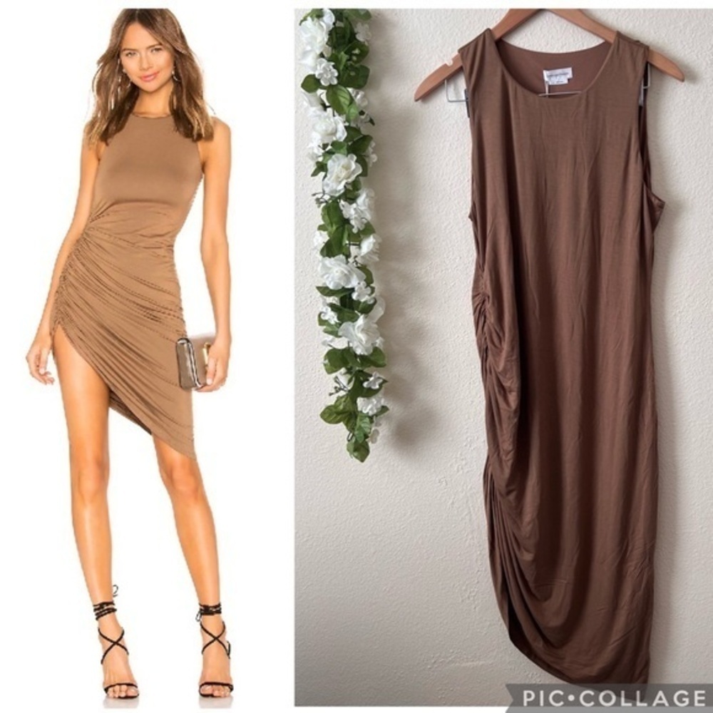 Lovers + Friends Bamboo Light Tan Brown Jersey Knit Sleeveless Eva Midi Dress
